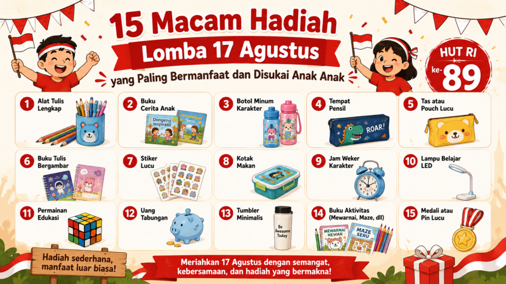 15 Hadiah Lomba 17 Agustus Bermanfaat yang Disukai Anak